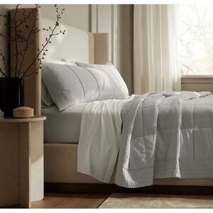 Boll & Branch Signature Handstitched Quilted Sham Standard Size White  x 2